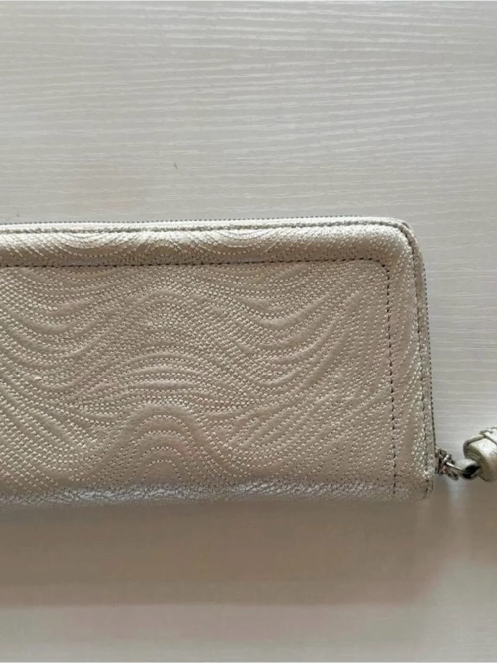 HOBO Metallic Silver Zip-Around Tassel Wallet